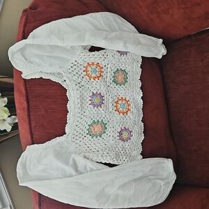 AERIE Crochet Crop Top Size Medium